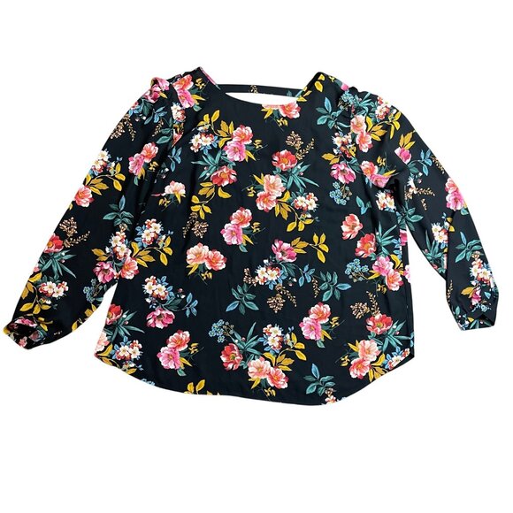 LOFT Chiffon Blouse Long Sleeve‎ Women's Plus Size 18 All Over Floral Print NEW - Picture 1 of 10